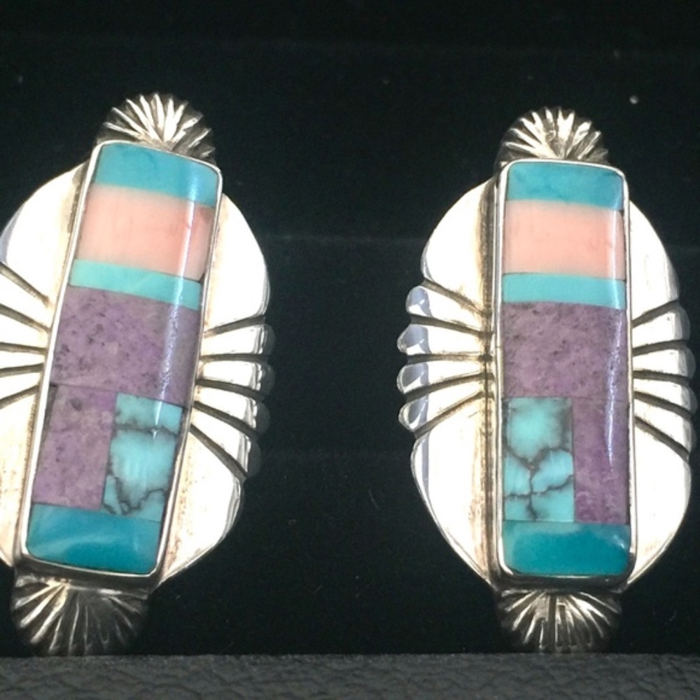 SS Earrings with a Colorful Stone